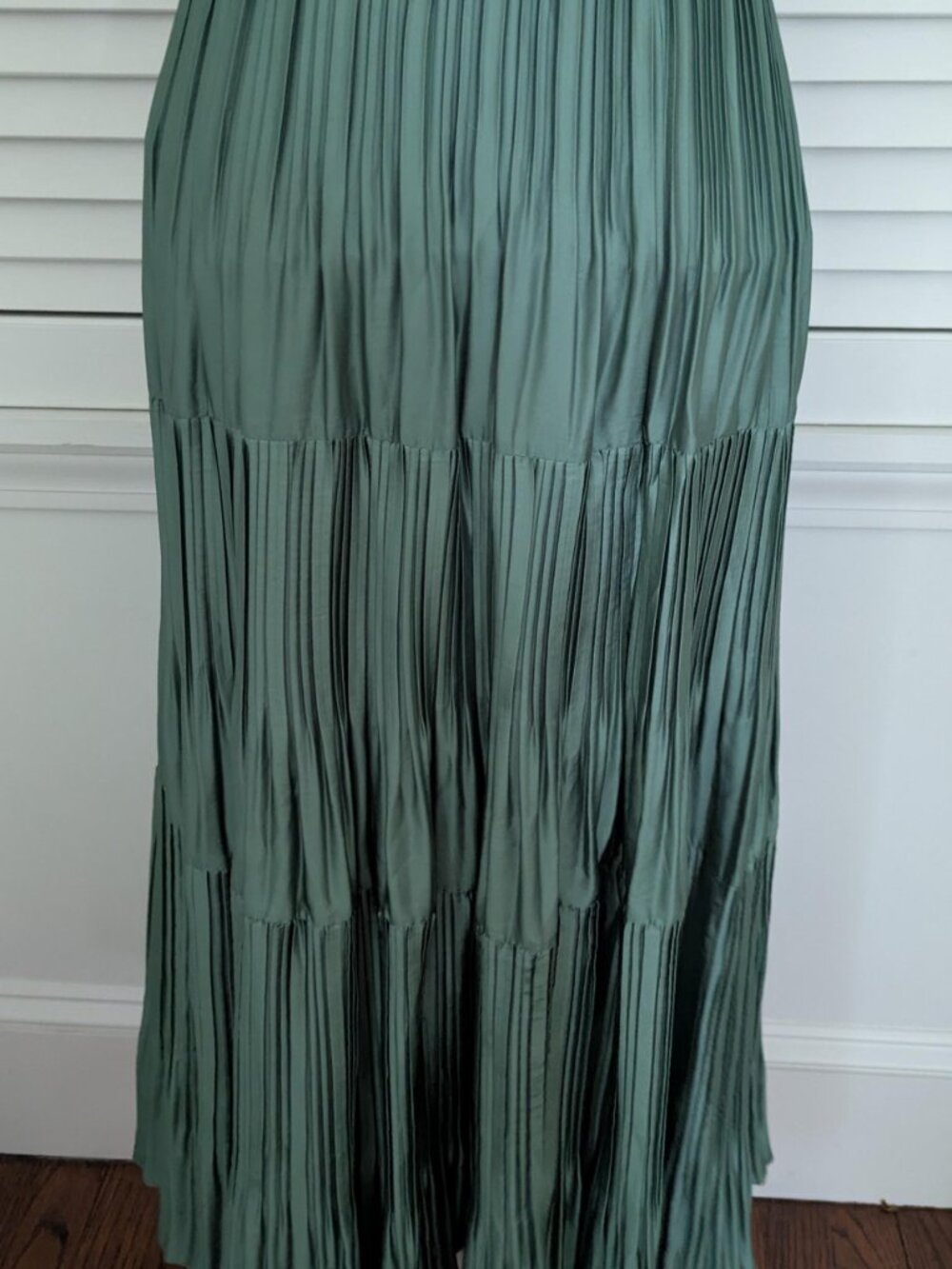 Current Air (Anthropologie Partner) High Waisted Pleated Green Maxi Skirt, Sz S - Picture 3 of 6